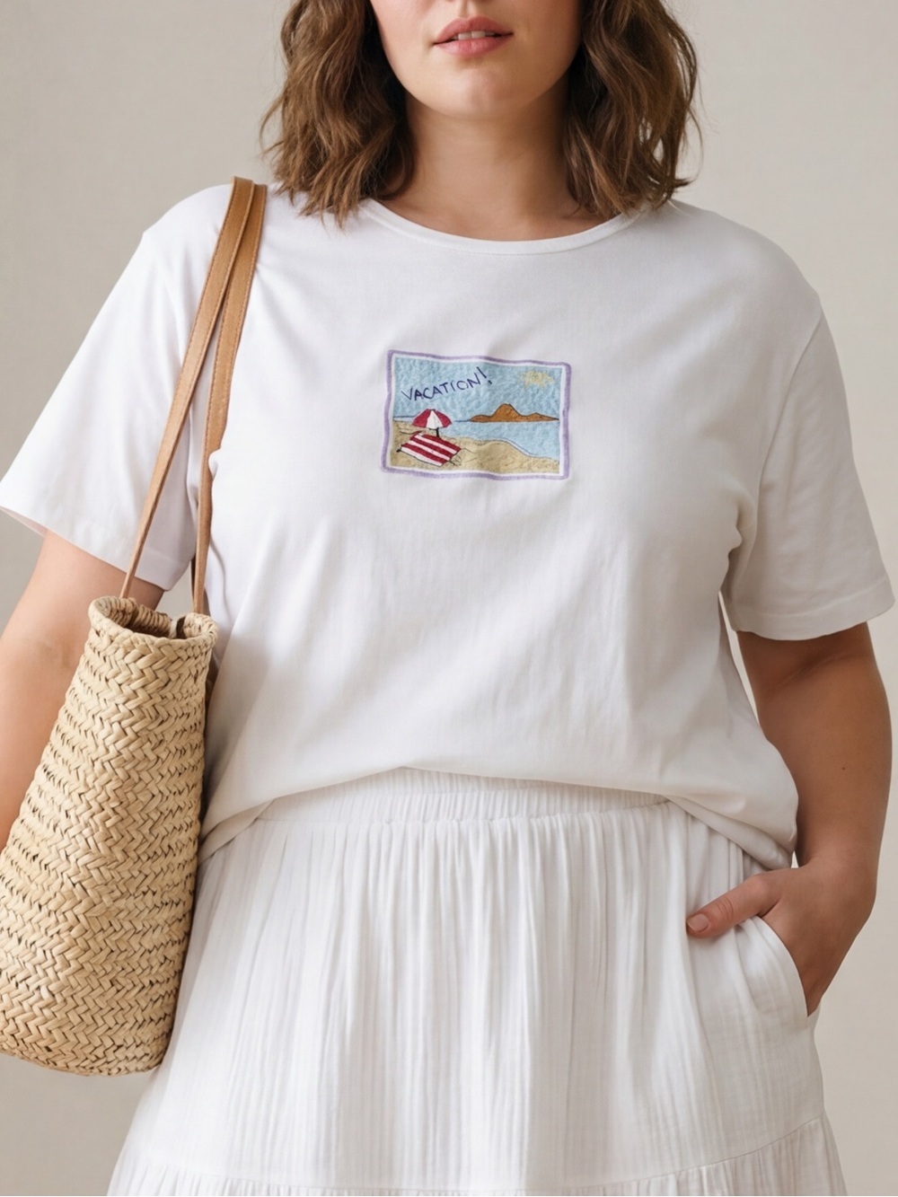 Vintage 90s Cotton embroidered Vacation Beach scene Tshirt Coastal  Resortwear